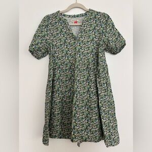 Marine Layer Floral Mini Dress - Green and Blue